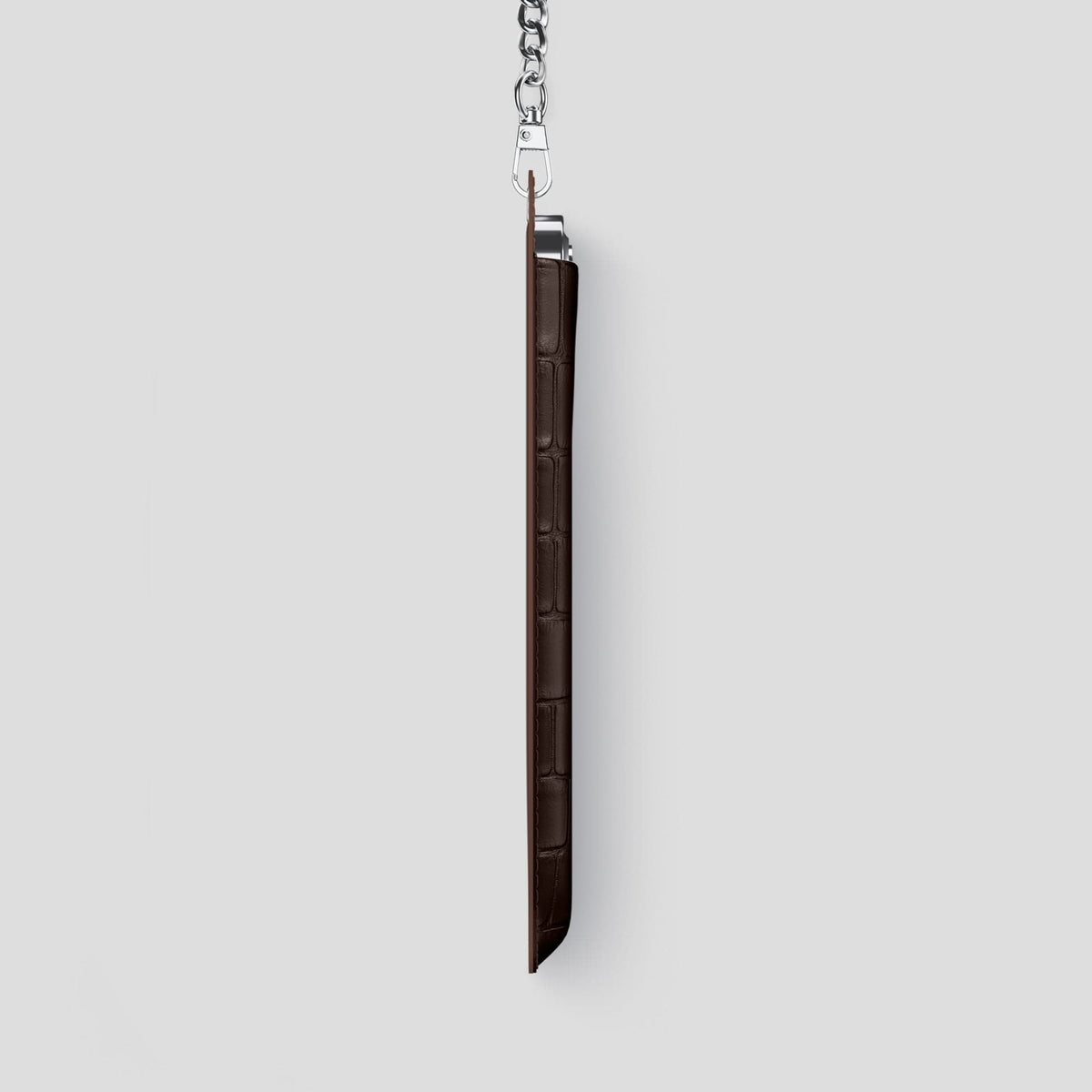 Dark Brown iPhone 14 Pro Max Crossbody Bag Alligator with Steel Metal -4 | Dark-Brown-Steel
