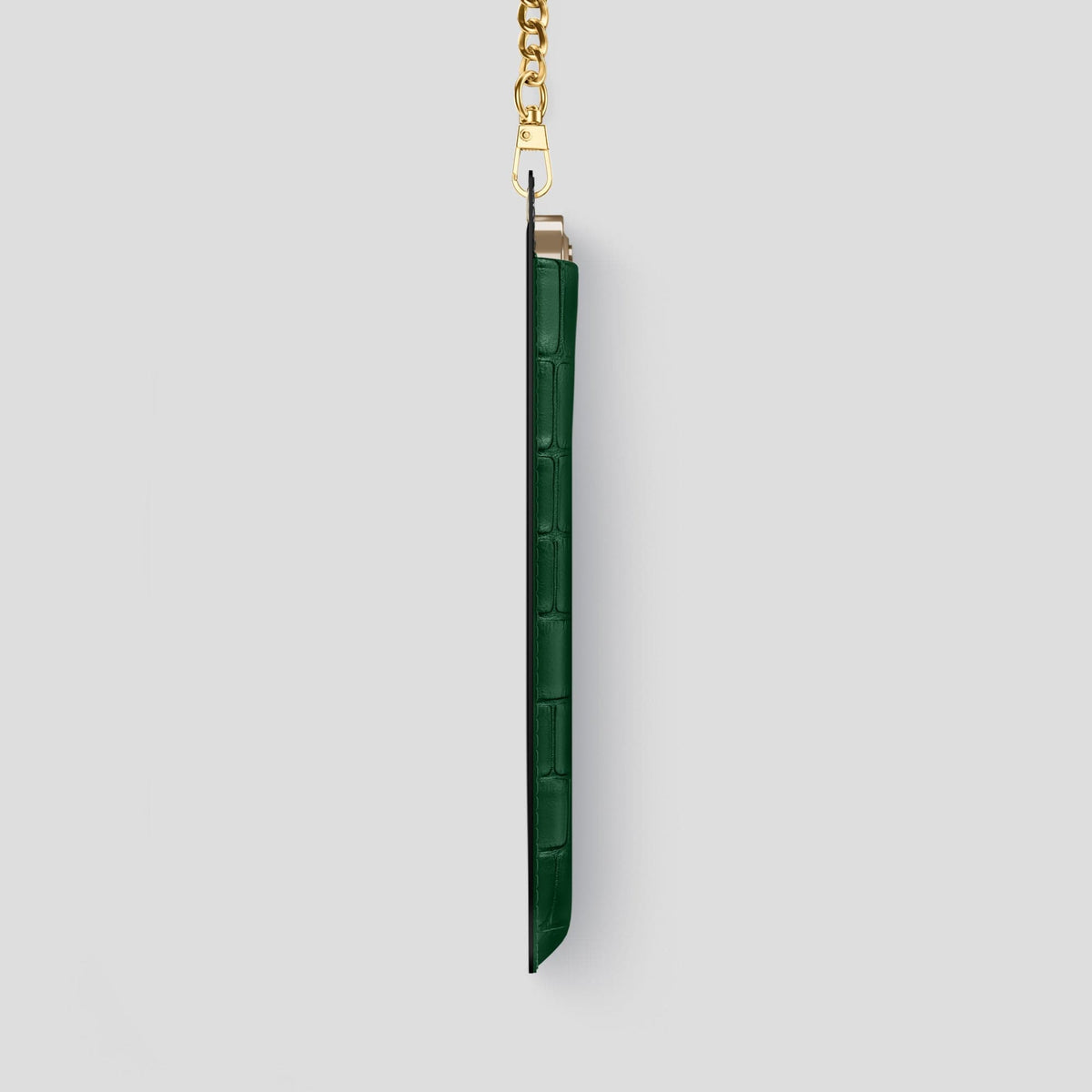 Forest-Green iPhone 14 Pro Max Crossbody Bag Alligator with Gold Metal -4 | Forest-Green-Gold