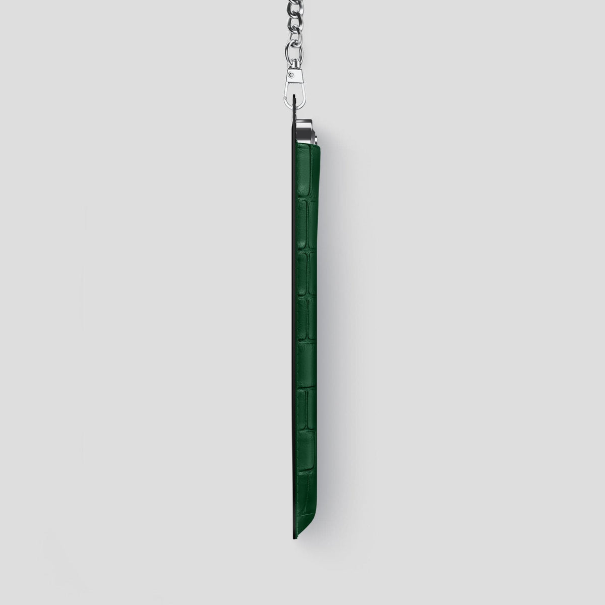 Forest-Green iPhone 14 Pro Max Crossbody Bag Alligator with Steel Metal -4 | Forest-Green-Steel
