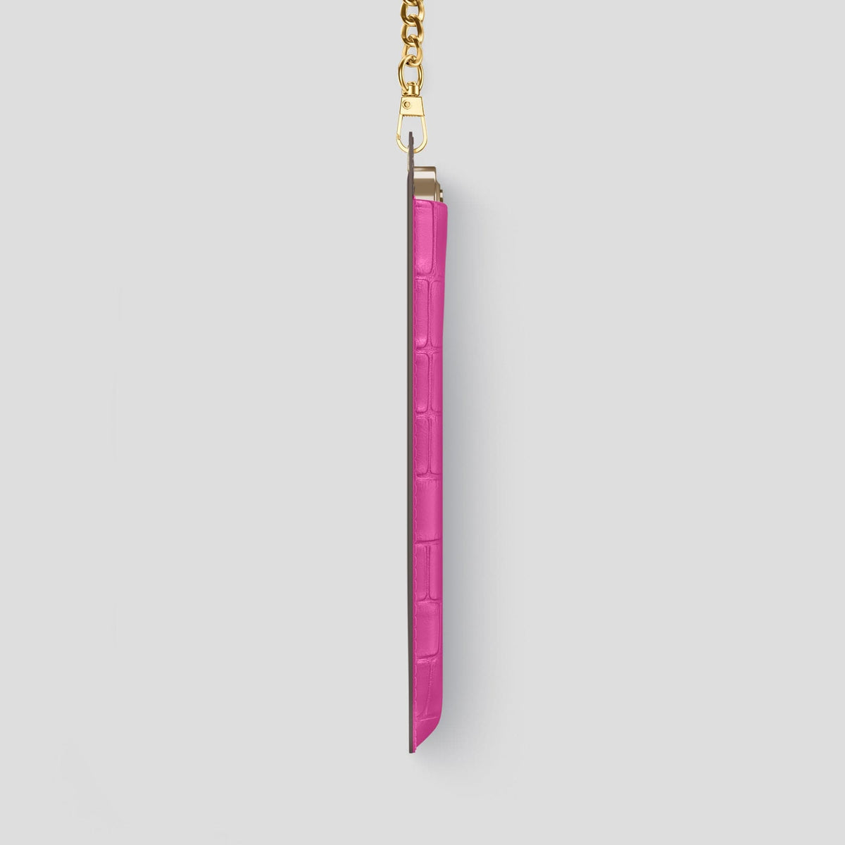 Fuchsia iPhone 14 Pro Max Crossbody Bag Alligator with Gold Metal -4 | Fuchsia-Gold