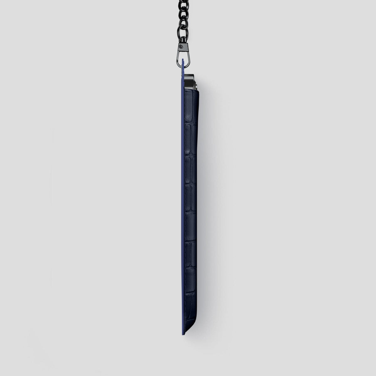 Navy Blue iPhone 14 Pro Max Crossbody Bag Alligator with Black Metal -4 | Navy-Blue-Black