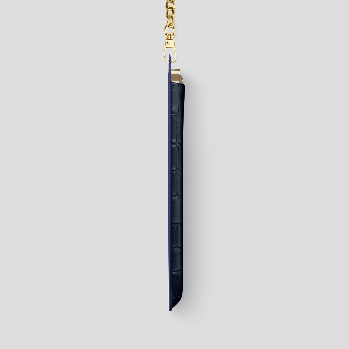 Navy Blue iPhone 14 Pro Max Crossbody Bag Alligator with Gold Metal -4 | Navy-Blue-Gold