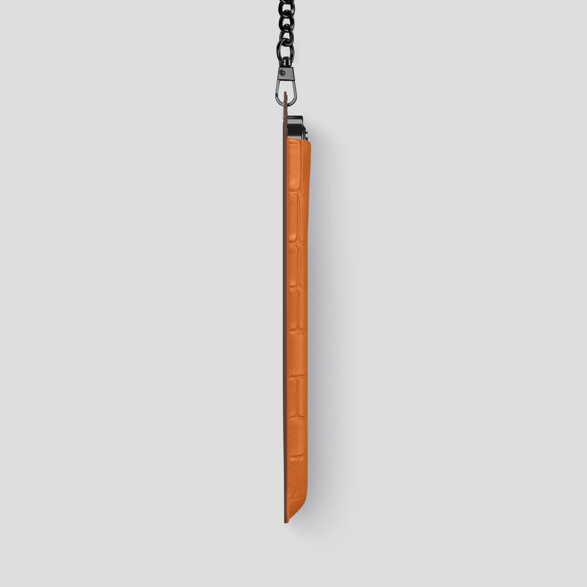 Orange iPhone 14 Pro Max Crossbody Bag Alligator with Black Metal -4 | Orange-Black