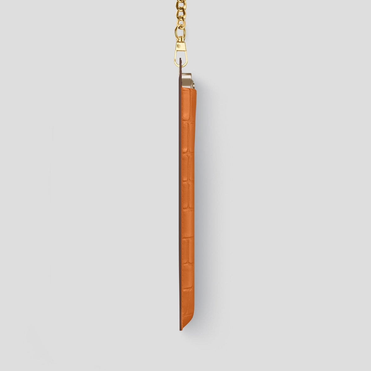 Orange iPhone 14 Pro Max Crossbody Bag Alligator with Gold Metal -4 | Orange-Gold