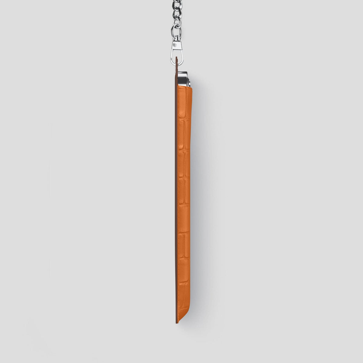 Orange iPhone 14 Pro Max Crossbody Bag Alligator with Steel Metal -4 | Orange-Steel