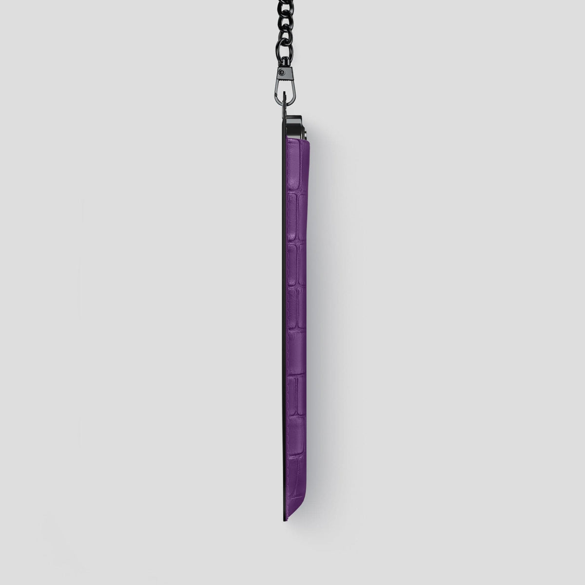 Purple iPhone 14 Pro Max Crossbody Bag Alligator with Black Metal -4 | Purple-Black