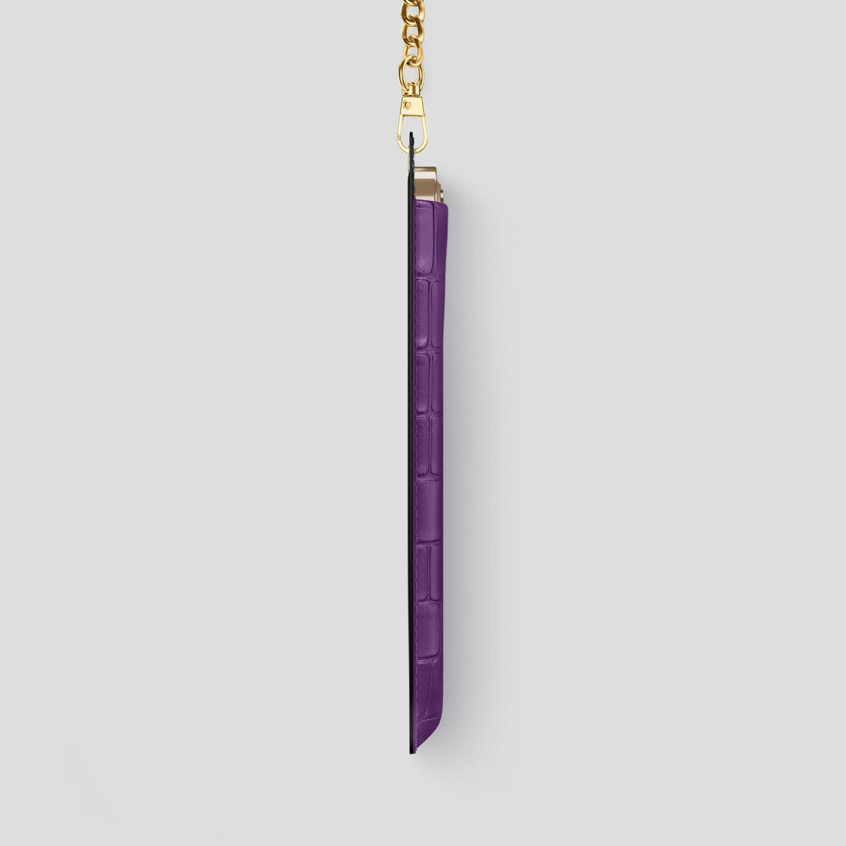 Purple iPhone 14 Pro Max Crossbody Bag Alligator with Gold Metal -4 | Purple-Gold