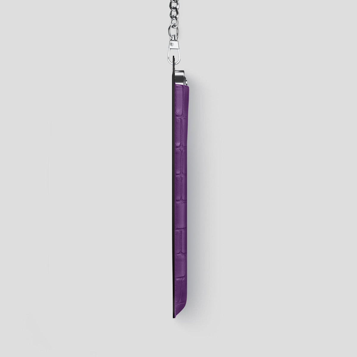Purple iPhone 14 Pro Max Crossbody Bag Alligator with Steel Metal -4 | Purple-Steel