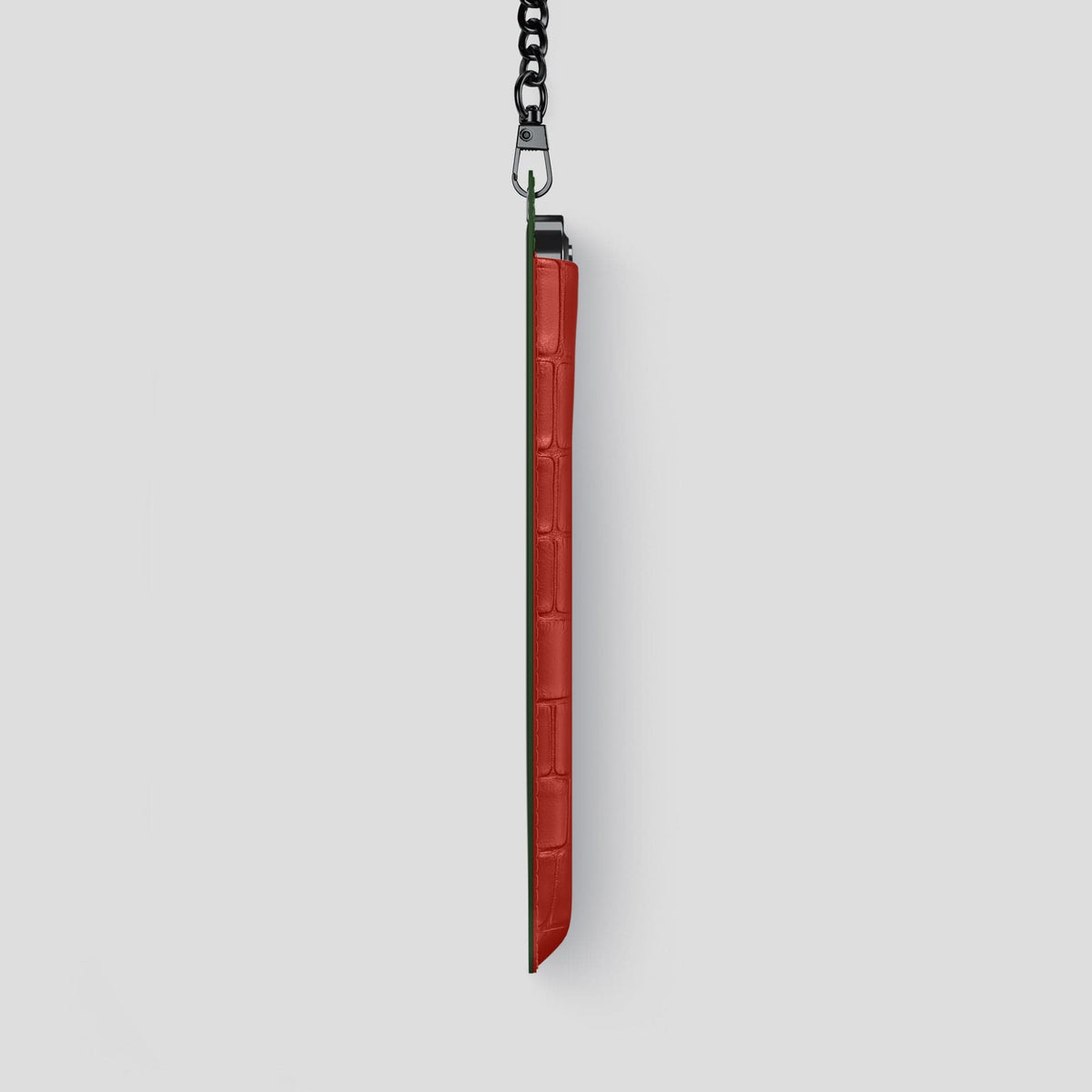 Red iPhone 14 Pro Max Crossbody Bag Alligator with Black Metal -4 | Red-Black