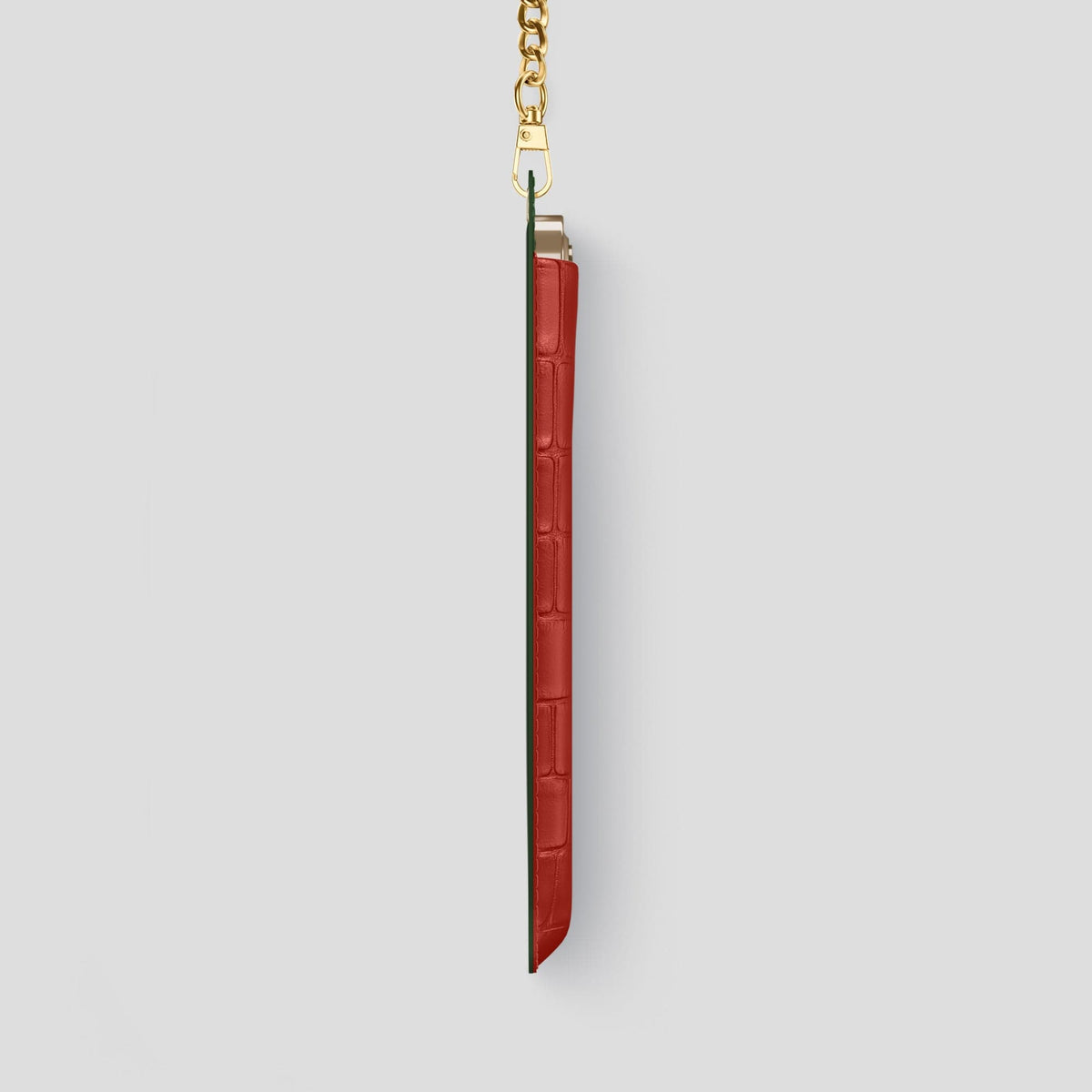 Red iPhone 14 Pro Max Crossbody Bag Alligator with Gold Metal -4 | Red-Gold