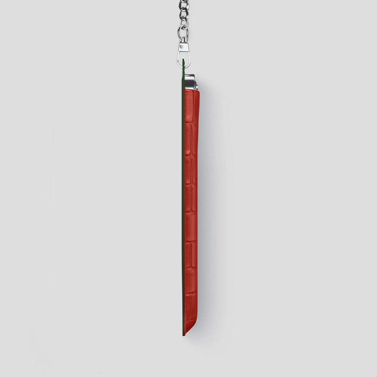 Red iPhone 14 Pro Max Crossbody Bag Alligator with Steel Metal -4 | Red-Steel
