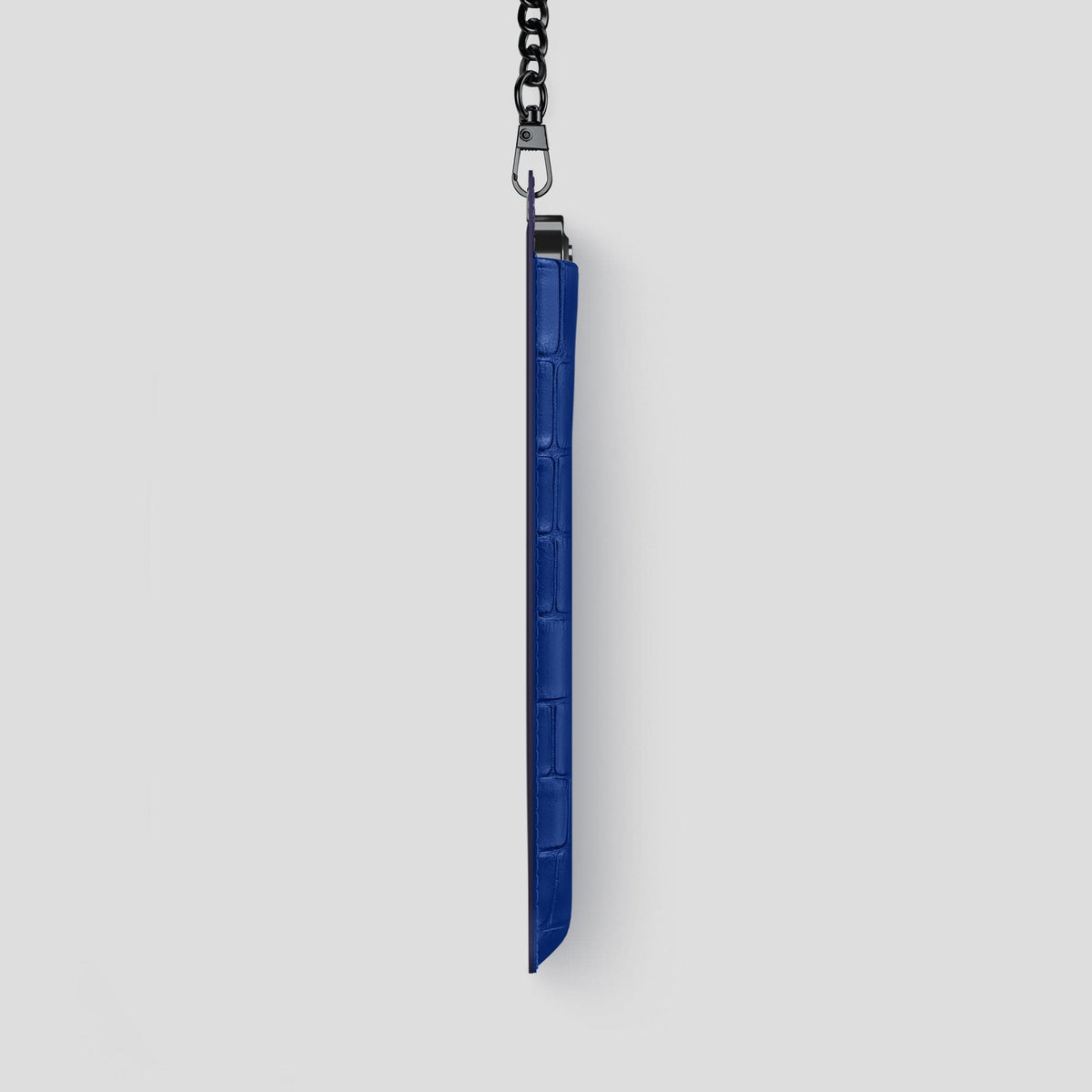 Royal Blue iPhone 14 Pro Max Crossbody Bag Alligator with Black Metal -4 | Royal-Blue-Black