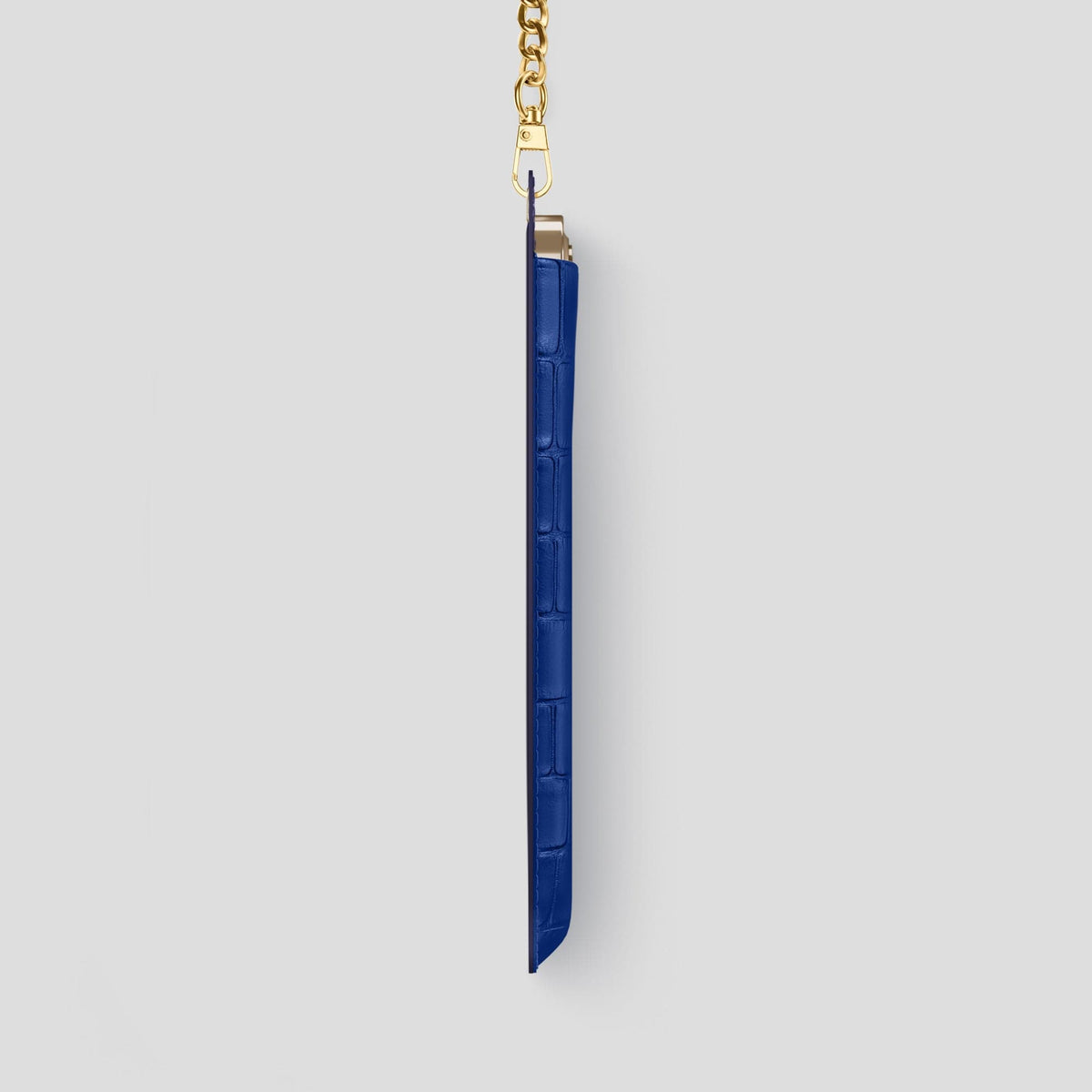 Royal Blue iPhone 14 Pro Max Crossbody Bag Alligator with Gold Metal -4 | Royal-Blue-Gold