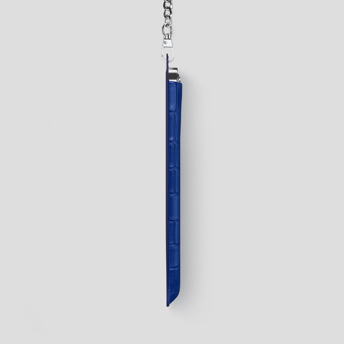 Royal Blue iPhone 14 Pro Max Crossbody Bag Alligator with Steel Metal -4 | Royal-Blue-Steel
