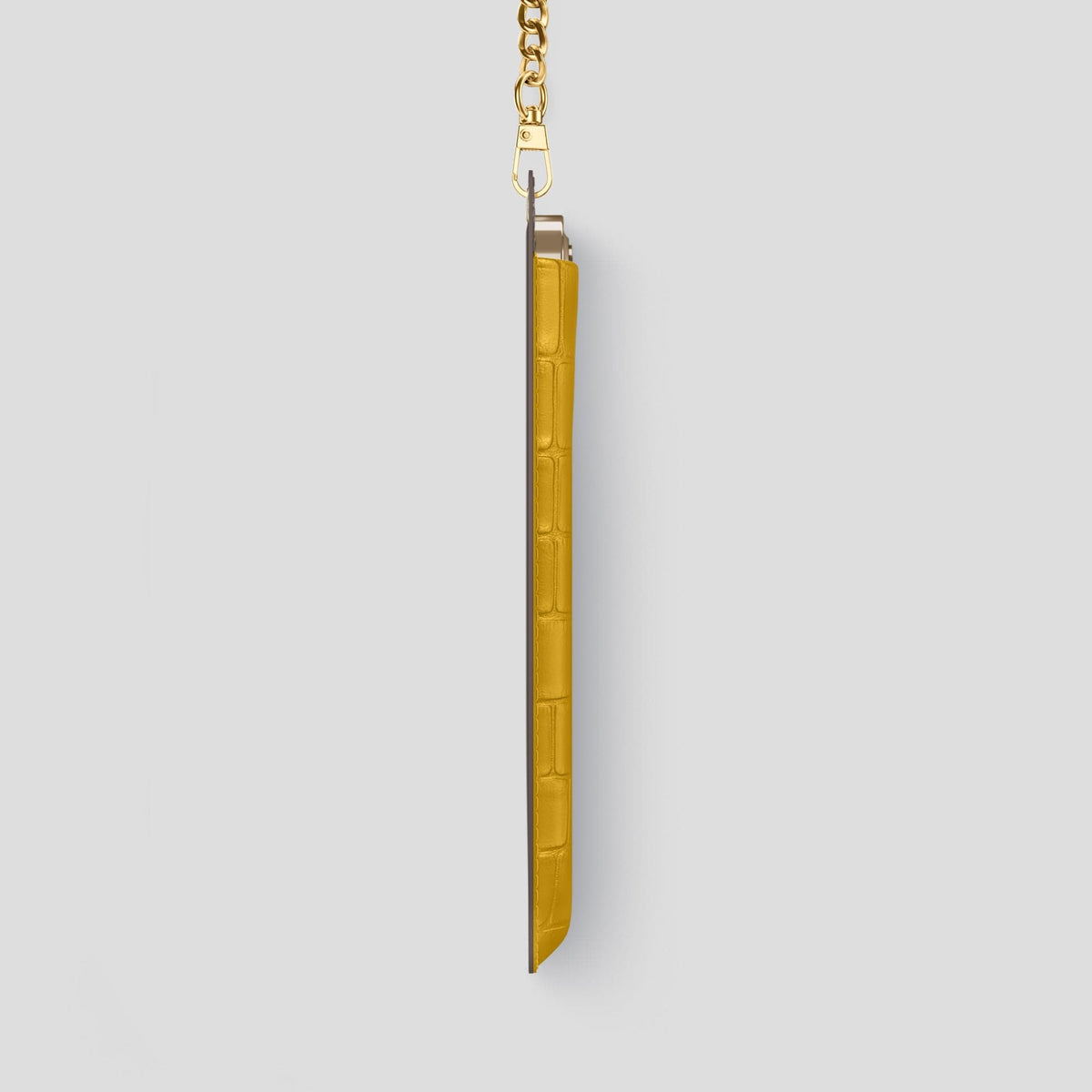 Yellow iPhone 14 Pro Max Crossbody Bag Alligator with Gold Metal -4 | Yellow-Gold