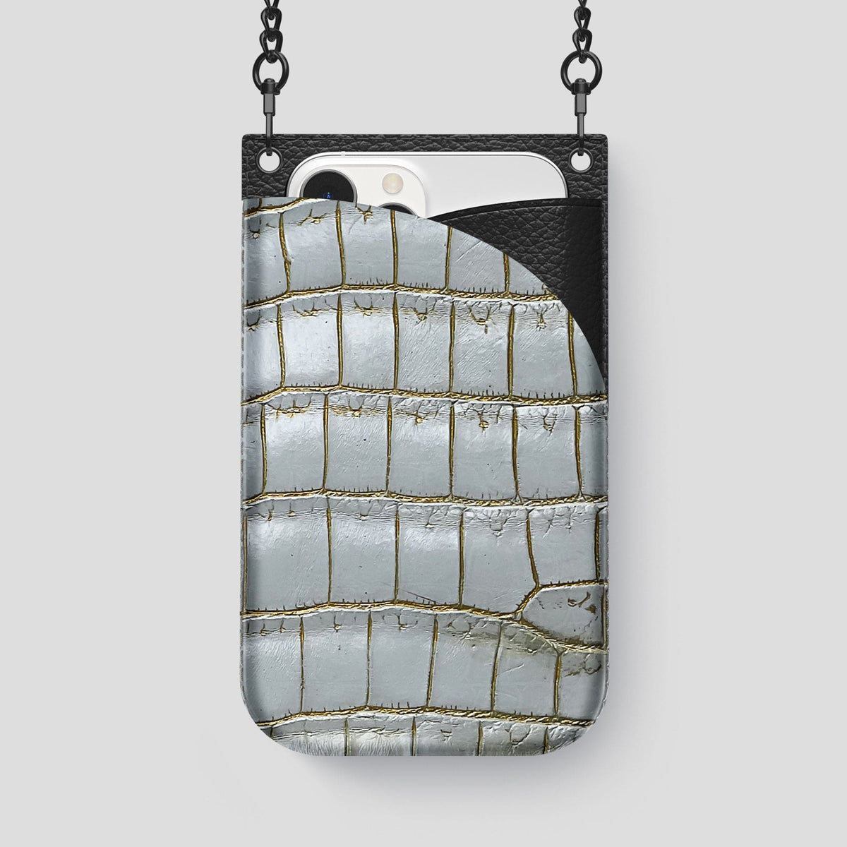 Arctic iPhone 14 Pro Max Himalaya Crossbody Bag Himalayan Crocodile with Black Metal -1 | Arctic-Black