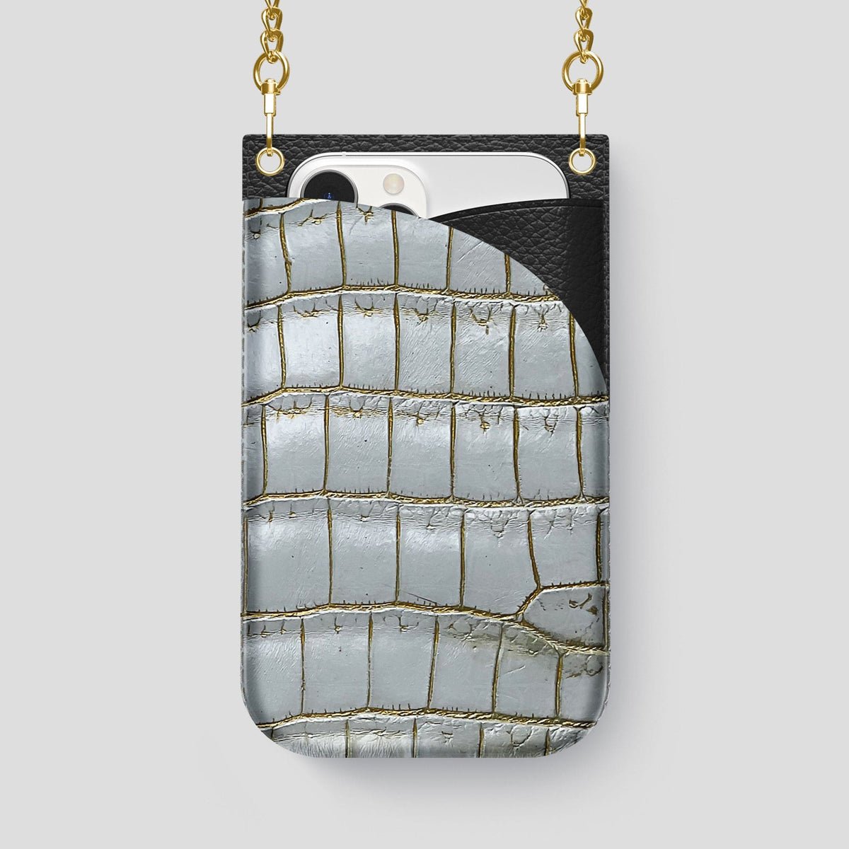 Arctic iPhone 14 Pro Max Himalaya Crossbody Bag Himalayan Crocodile with Gold Metal -1 | Arctic-Gold
