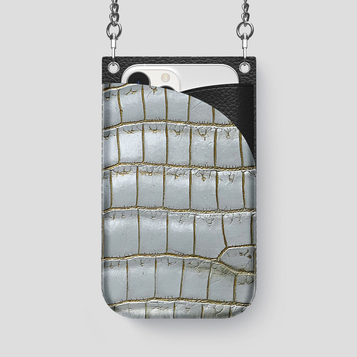 Arctic iPhone 14 Pro Max Himalaya Crossbody Bag Himalayan Crocodile with Steel Metal -1 | Arctic-Steel