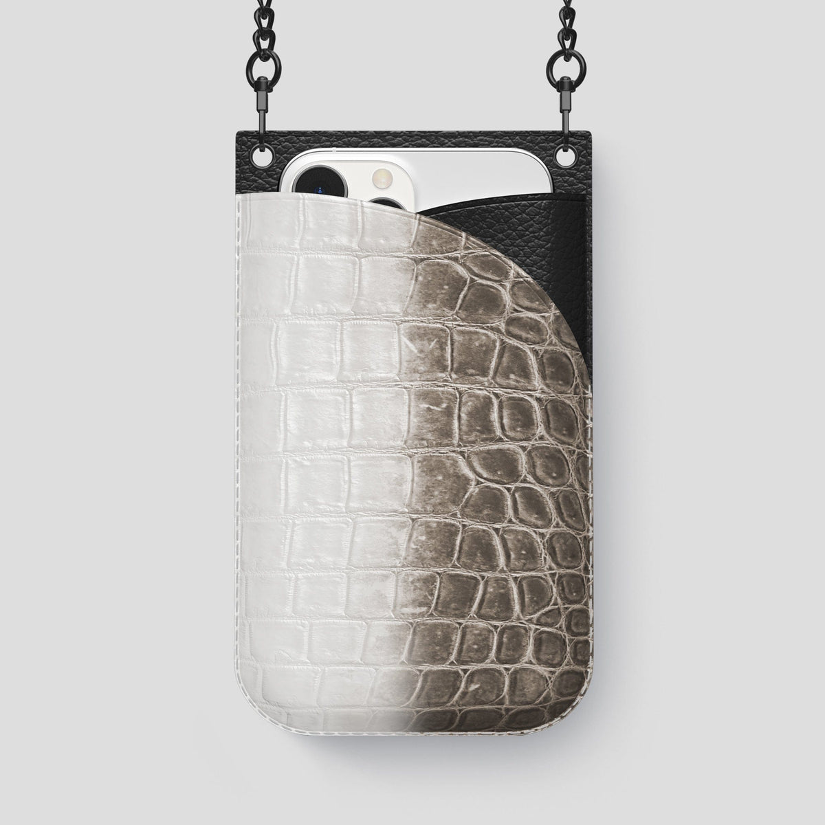 Dark iPhone 14 Pro Max Himalaya Crossbody Bag Himalayan Crocodile with Black Metal -1 | Dark-Black