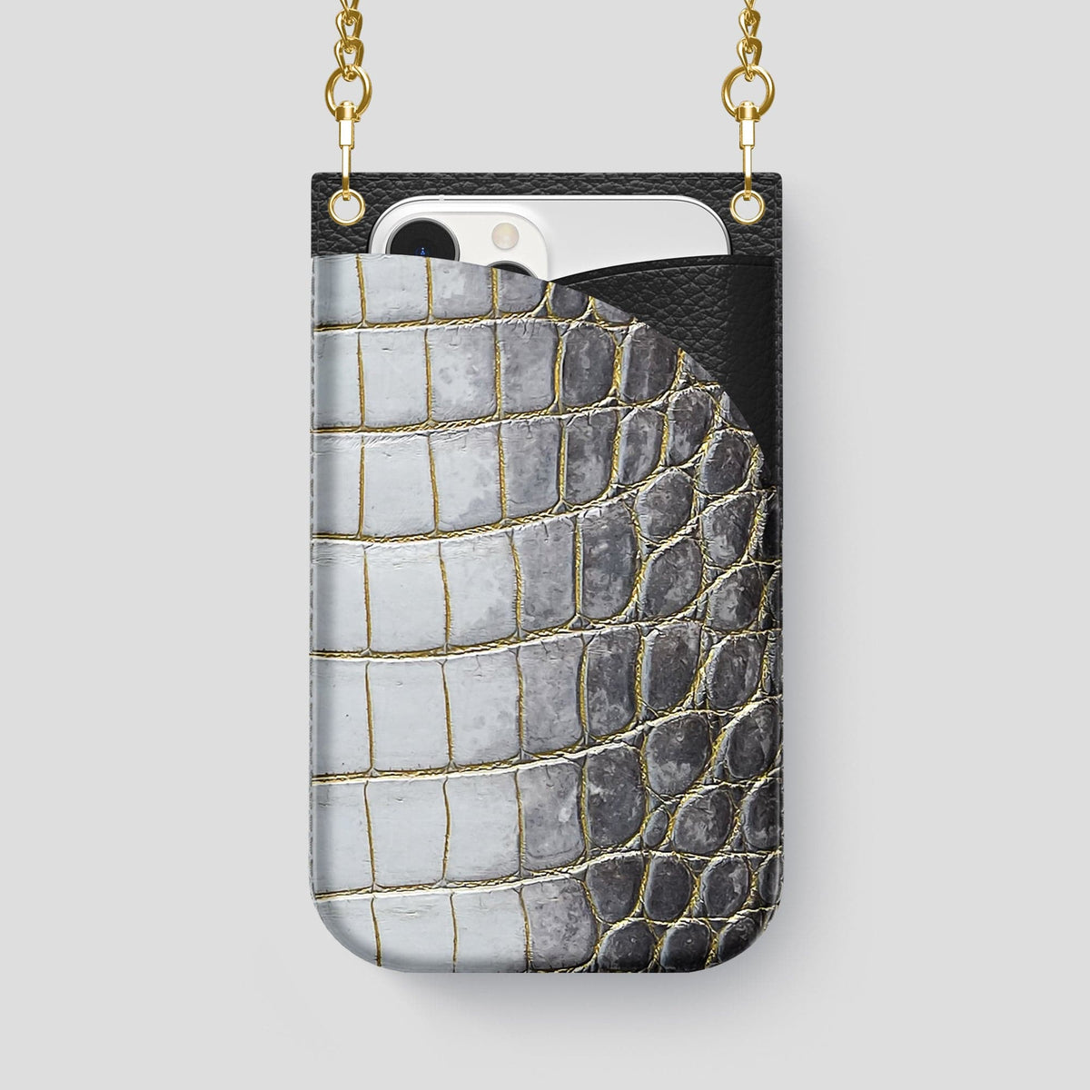 Gold iPhone 14 Pro Max Himalaya Crossbody Bag Himalayan Crocodile with Gold Metal -1 | Gold-Gold