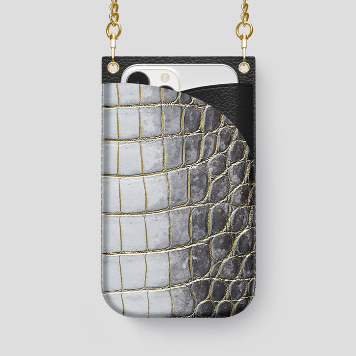 Gold iPhone 14 Pro Max Himalaya Crossbody Bag Himalayan Crocodile with Gold Metal -1 | Gold-Gold