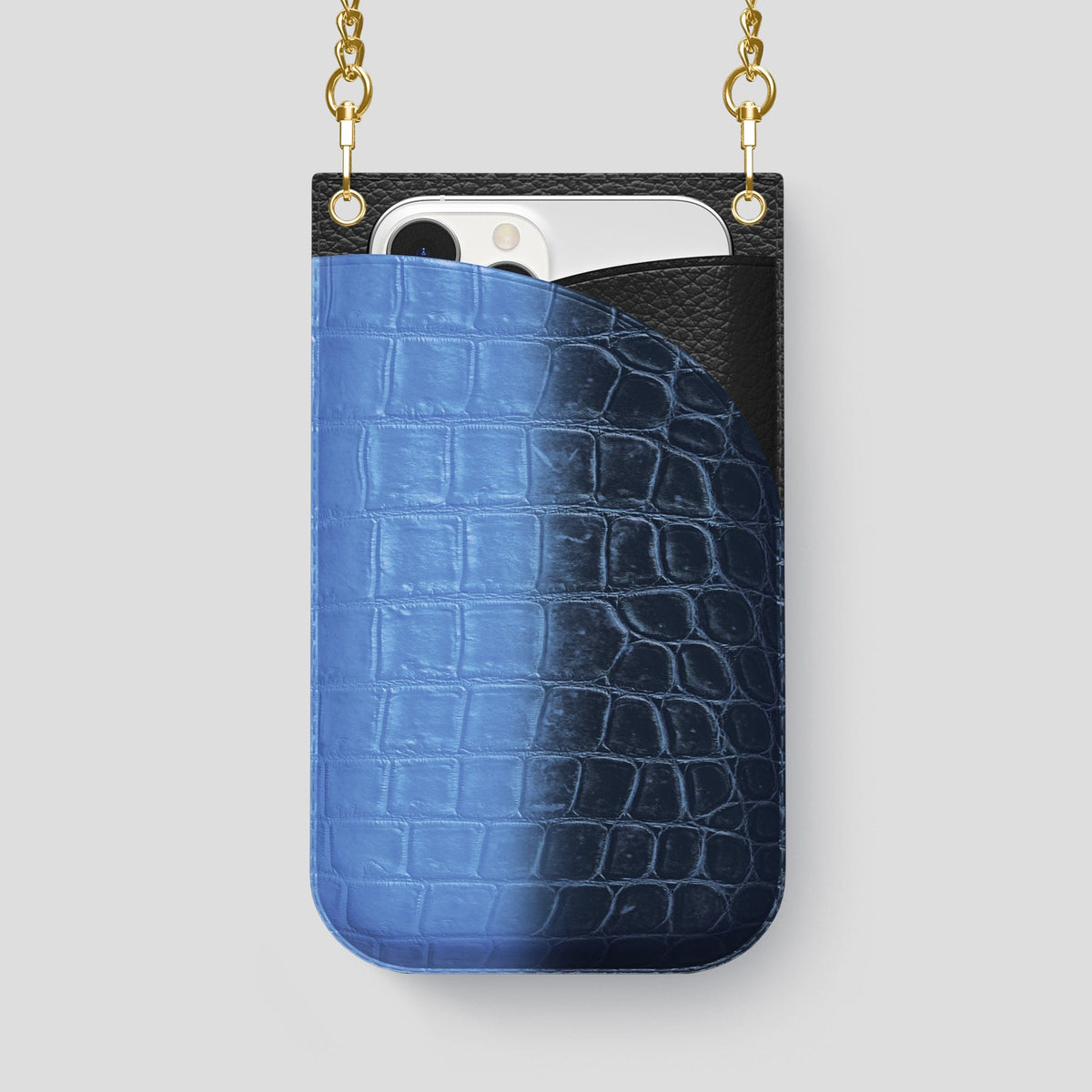 Lavender iPhone 14 Pro Max Himalaya Crossbody Bag Himalayan Crocodile with Gold Metal -1 | Lavender-Gold
