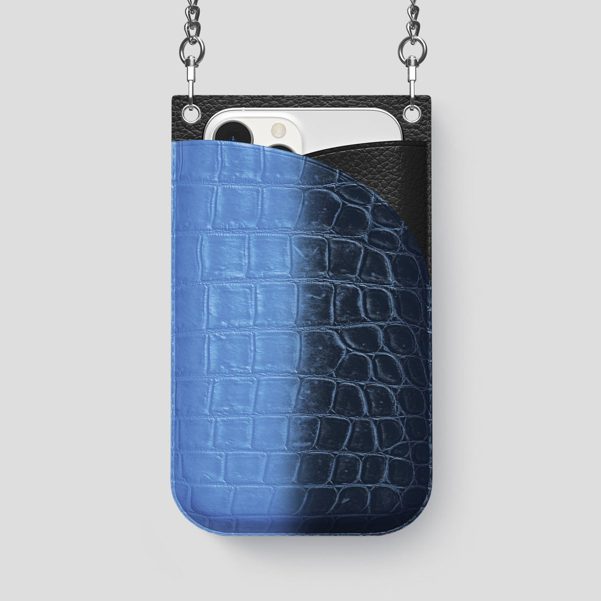 Lavender iPhone 14 Pro Max Himalaya Crossbody Bag Himalayan Crocodile with Steel Metal -1 | Lavender-Steel