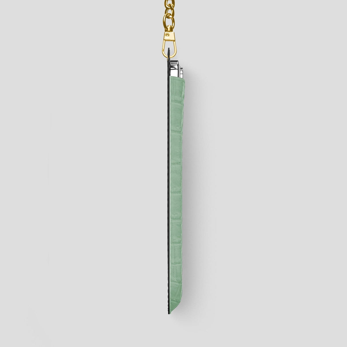 Pistachio iPhone 14 Pro Max Himalaya Crossbody Bag Himalayan Crocodile with Gold Metal -4 | Pistachio-Gold