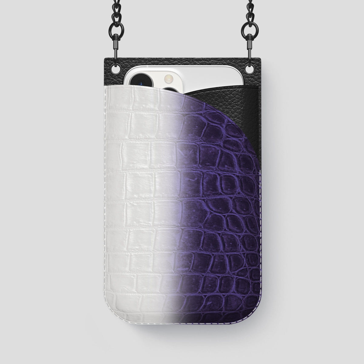 Purple iPhone 14 Pro Max Himalaya Crossbody Bag Himalayan Crocodile with Black Metal -1 | Purple-Black