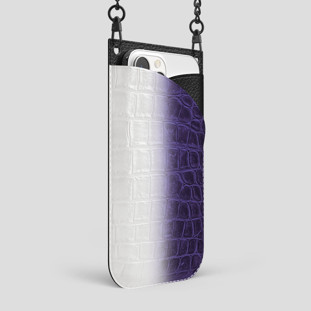 Purple iPhone 14 Pro Max Himalaya Crossbody Bag Himalayan Crocodile with Black Metal -2 | Purple-Black