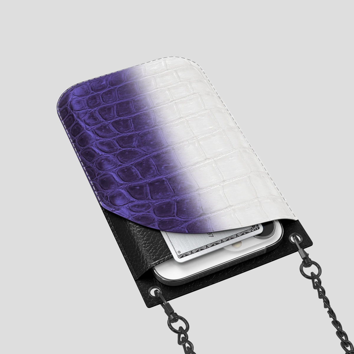 Purple iPhone 14 Pro Max Himalaya Crossbody Bag Himalayan Crocodile with Black Metal -5 | Purple-Black