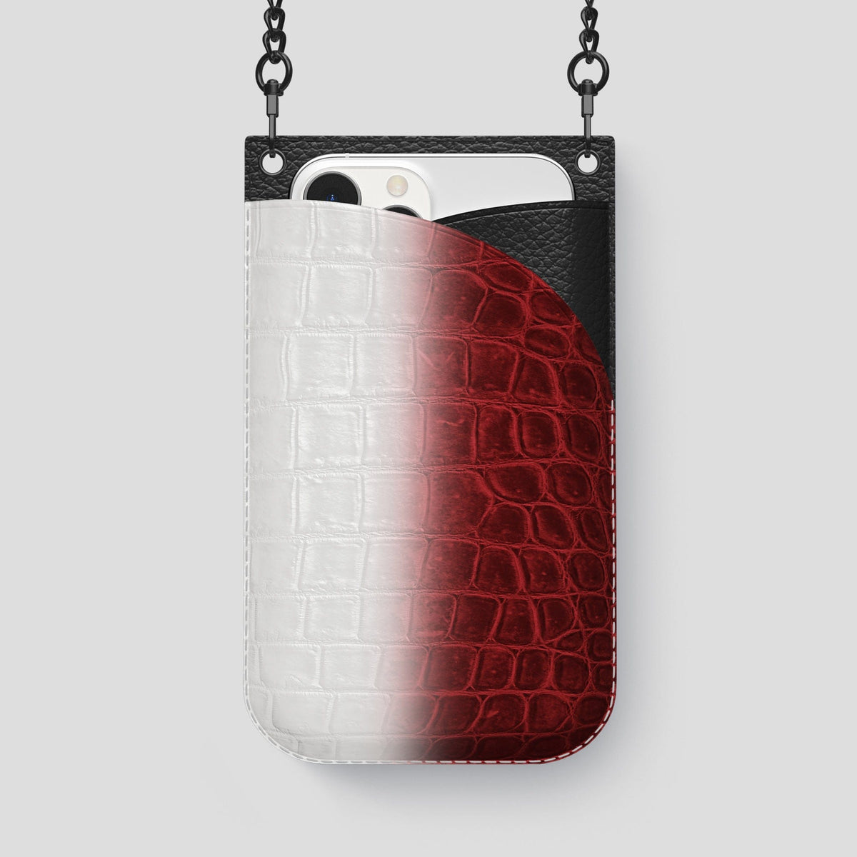 Red iPhone 14 Pro Max Himalaya Crossbody Bag Himalayan Crocodile with Black Metal -1 | Red-Black