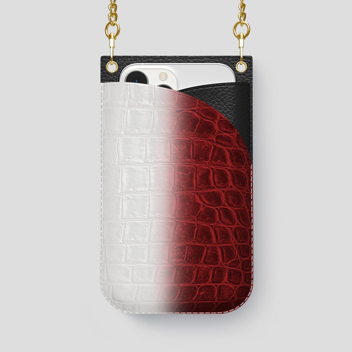Red iPhone 14 Pro Max Himalaya Crossbody Bag Himalayan Crocodile with Gold Metal -1 | Red-Gold