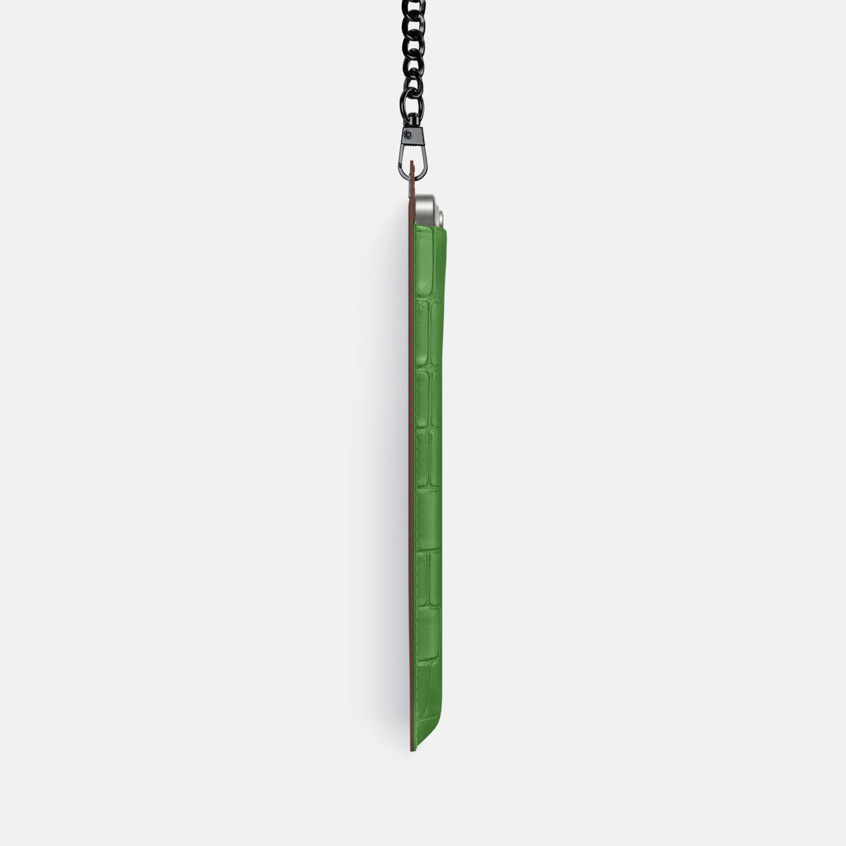 Apple-Green iPhone 16 Pro Crossbody Bag Alligator with Black Metal -4 | Apple-Green-Black