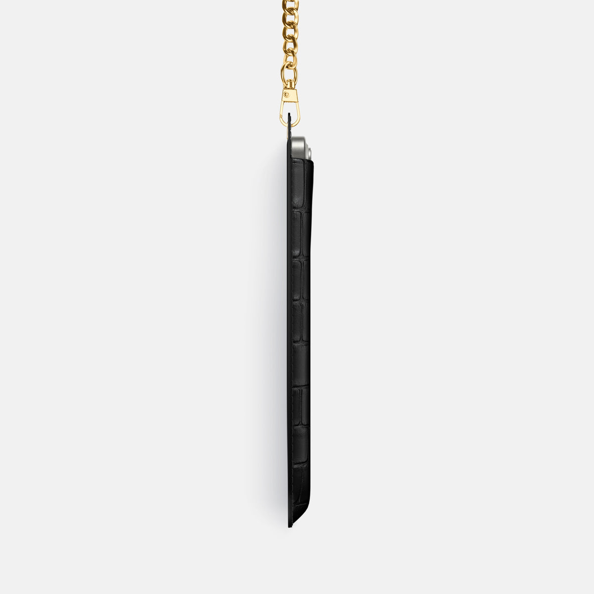 Black iPhone 16 Pro Crossbody Bag Alligator with Gold Metal -4 | Black-Gold