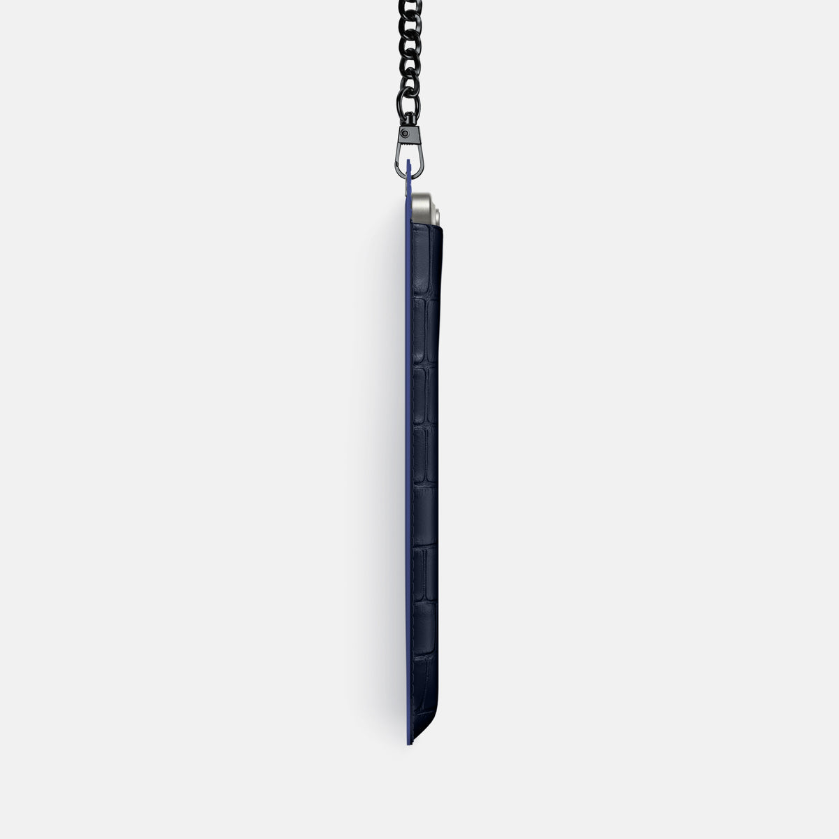 Navy Blue iPhone 16 Pro Crossbody Bag Alligator with Black Metal -4 | Navy-Blue-Black