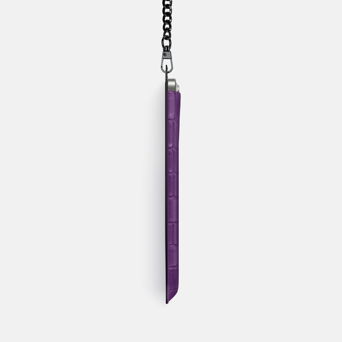 Purple iPhone 16 Pro Crossbody Bag Alligator with Black Metal -4 | Purple-Black