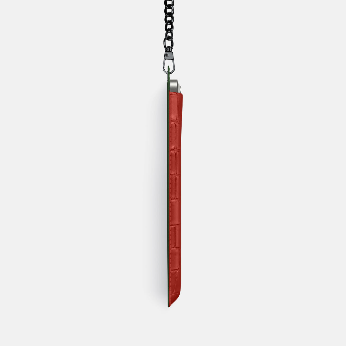 Red iPhone 16 Pro Crossbody Bag Alligator with Black Metal -4 | Red-Black