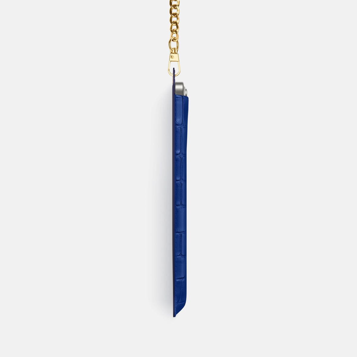 Royal Blue iPhone 16 Pro Crossbody Bag Alligator with Gold Metal -4 | Royal-Blue-Gold