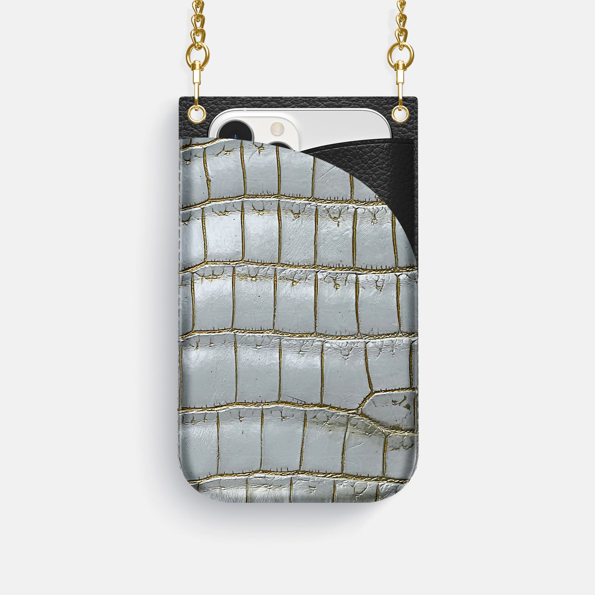 Arctic iPhone 16 Pro Crossbody Bag Himalayan Crocodile with Gold Metal -1 | Arctic-Gold