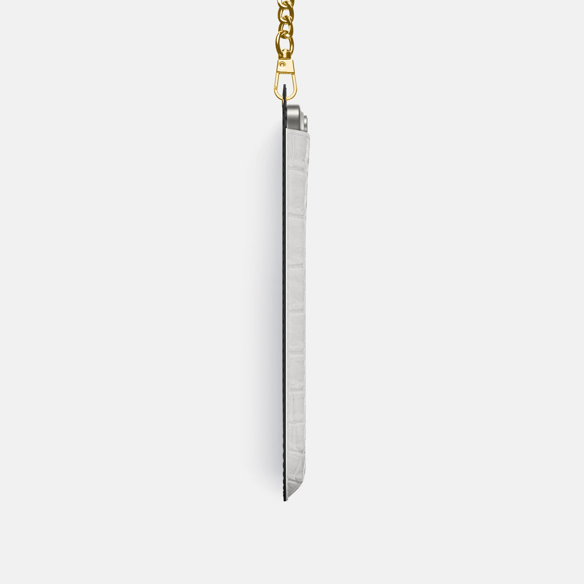 Grey iPhone 16 Pro Crossbody Bag Himalayan Crocodile with Gold Metal -4 | Grey-Gold