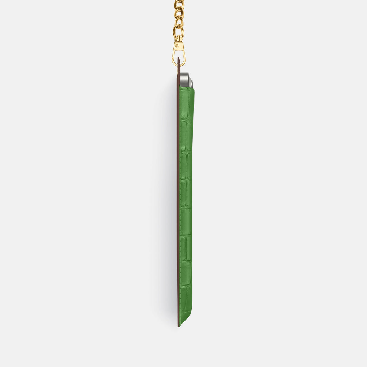Apple-Green iPhone 16 Pro Max Crossbody Bag Alligator with Gold Metal -4 | Apple-Green-Gold