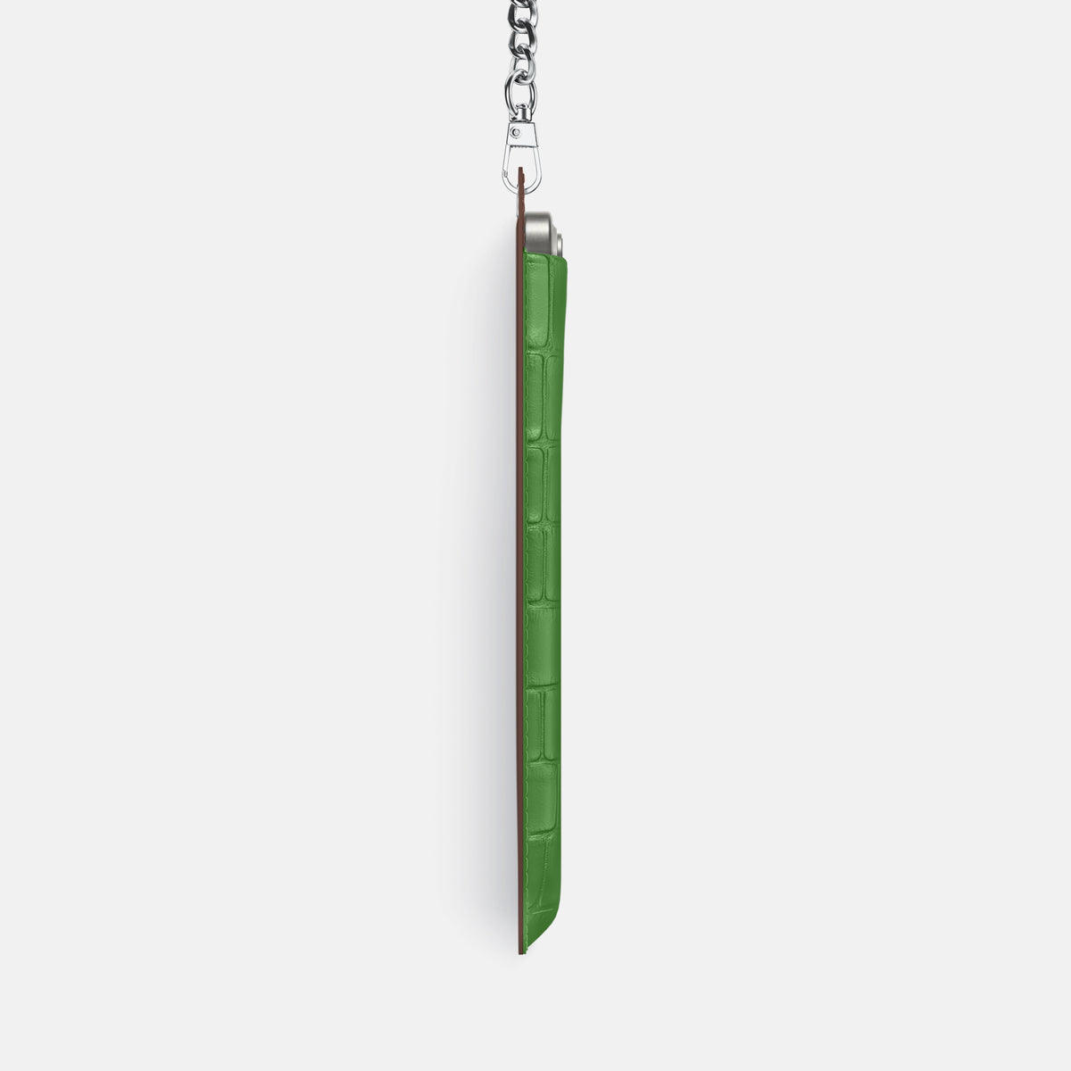 Apple-Green iPhone 16 Pro Max Crossbody Bag Alligator with Steel Metal -4 | Apple-Green-Steel