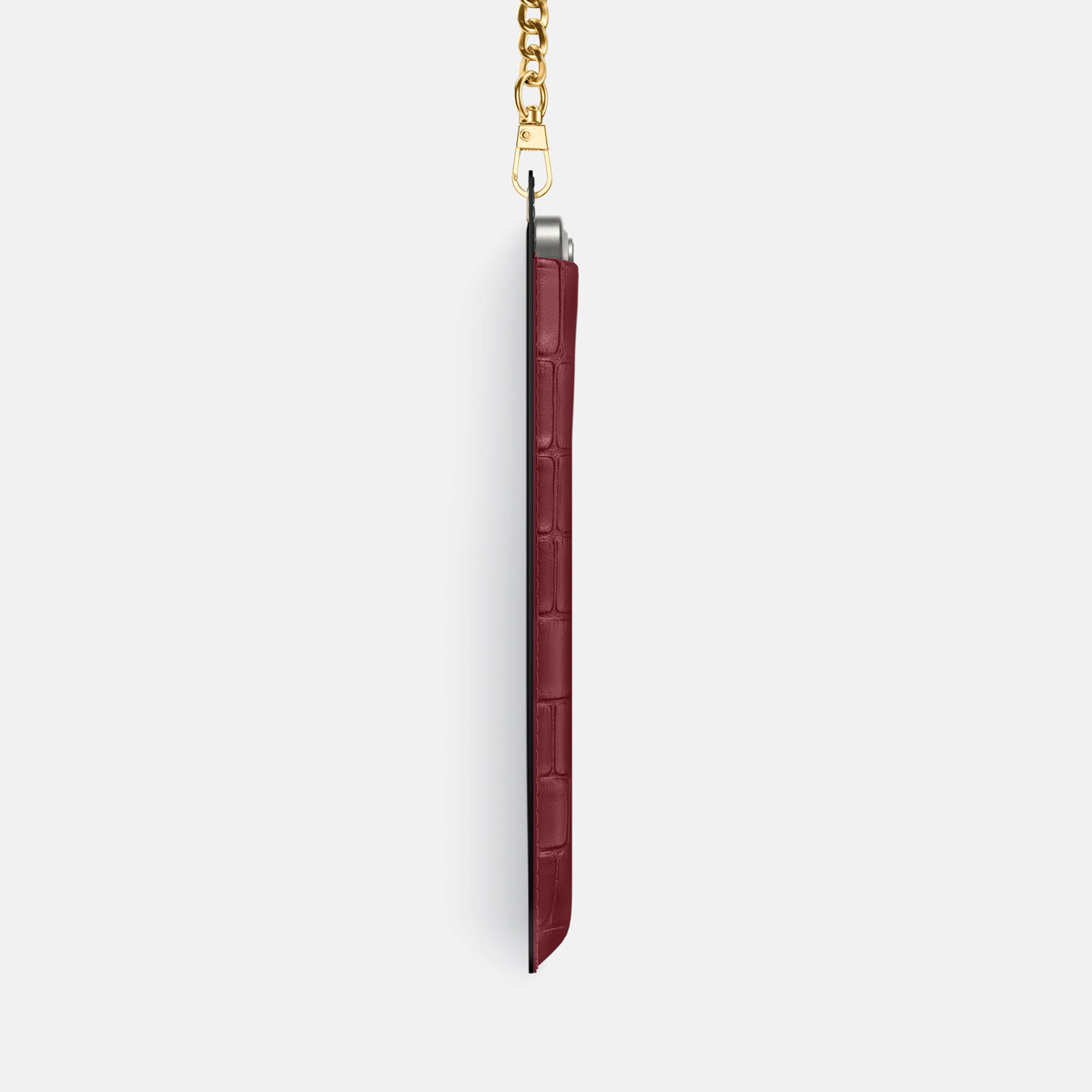 Burgundy iPhone 16 Pro Max Crossbody Bag Alligator with Gold Metal -4 | Burgundy-Gold