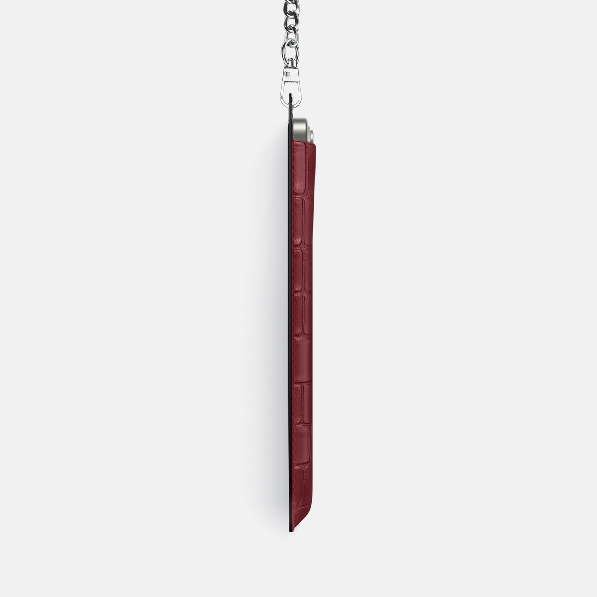 Burgundy iPhone 16 Pro Max Crossbody Bag Alligator with Steel Metal -4 | Burgundy-Steel