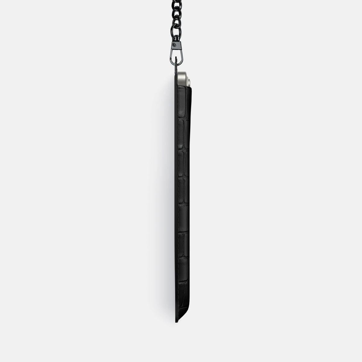 Black iPhone 16 Pro Max Crossbody Bag Alligator with Black Metal -4 | Black-Black