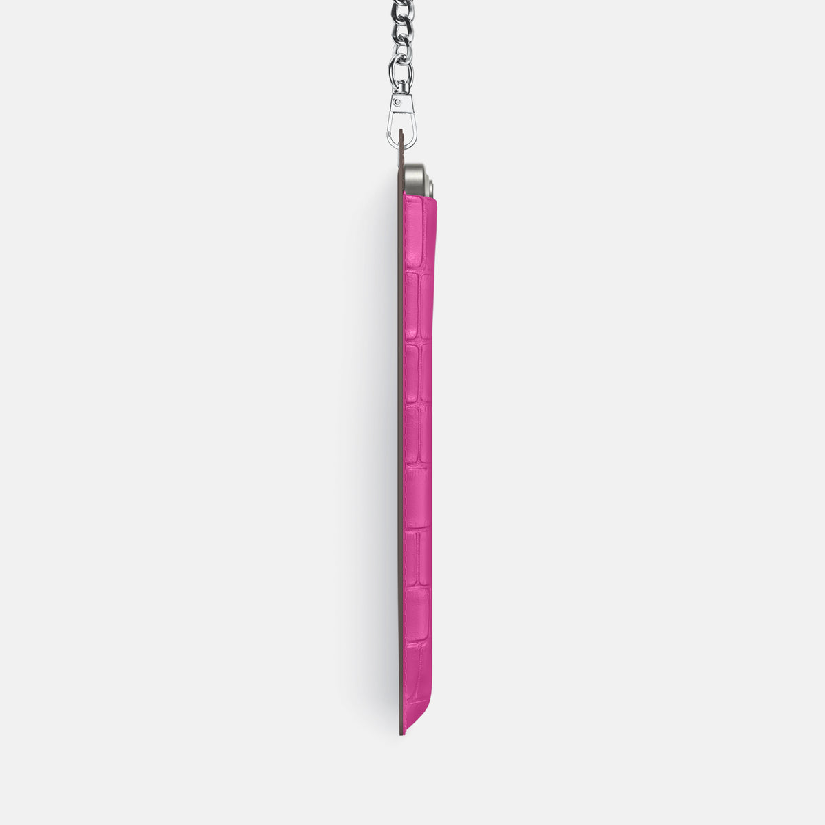 Fuchsia iPhone 16 Pro Max Crossbody Bag Alligator with Steel Metal -4 | Fuchsia-Steel