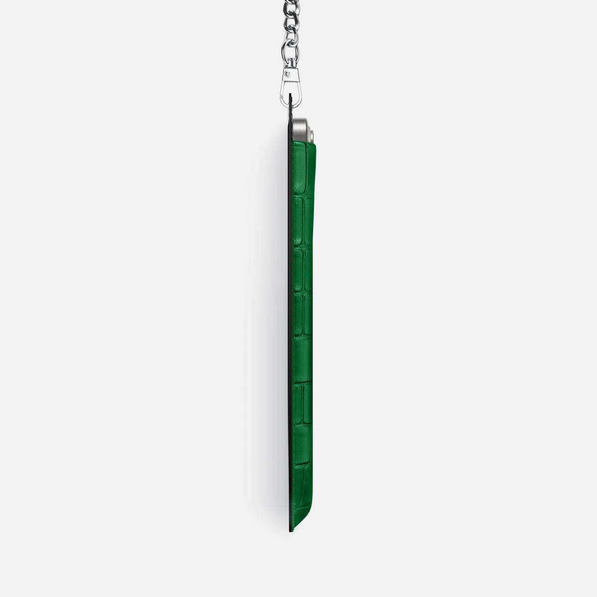 Forest-Green iPhone 16 Pro Max Crossbody Bag In Alligator with Steel Metal -4 | Forest-Green-Steel