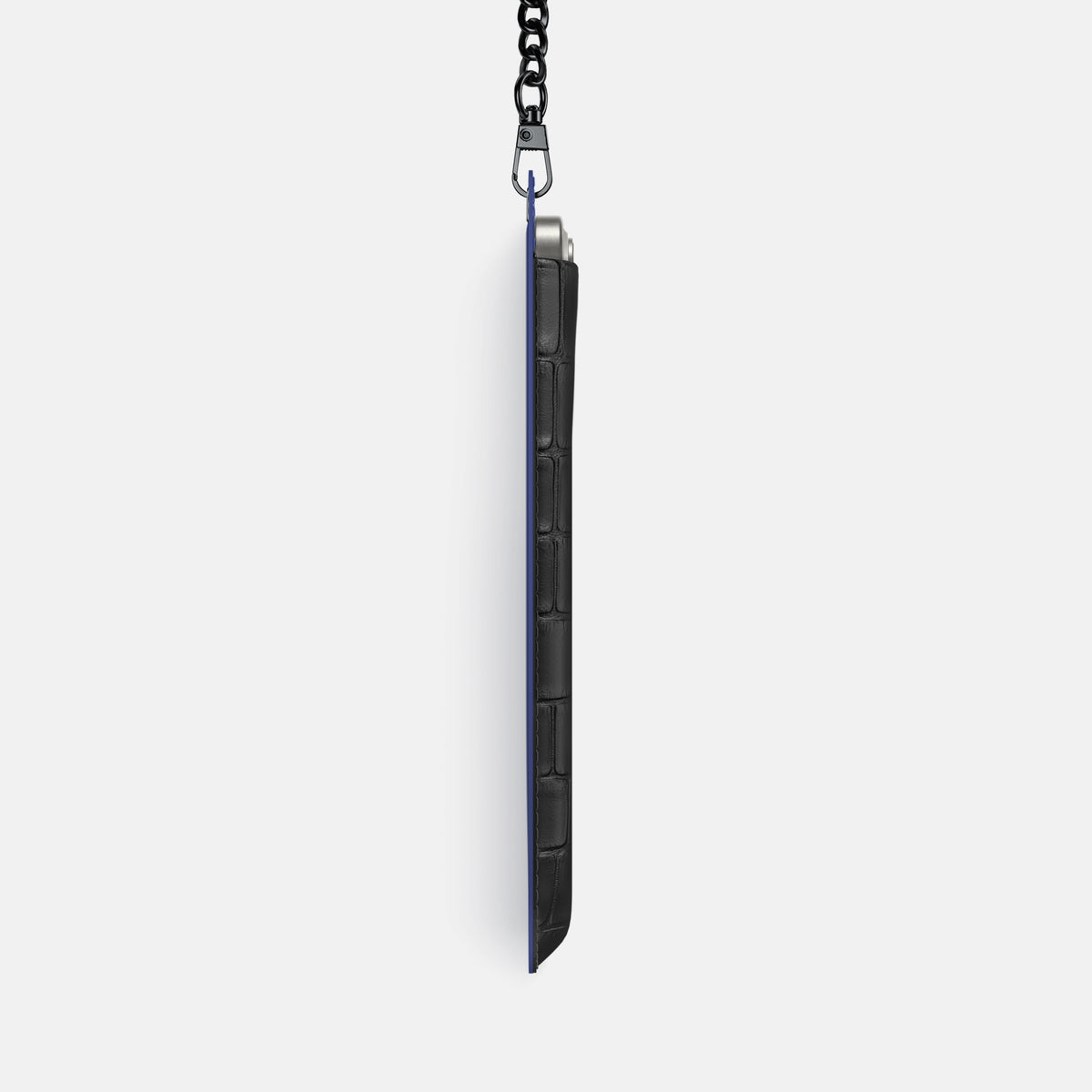 Grey iPhone 16 Pro Max Crossbody Bag Alligator with Black Metal -4 | Grey-Black