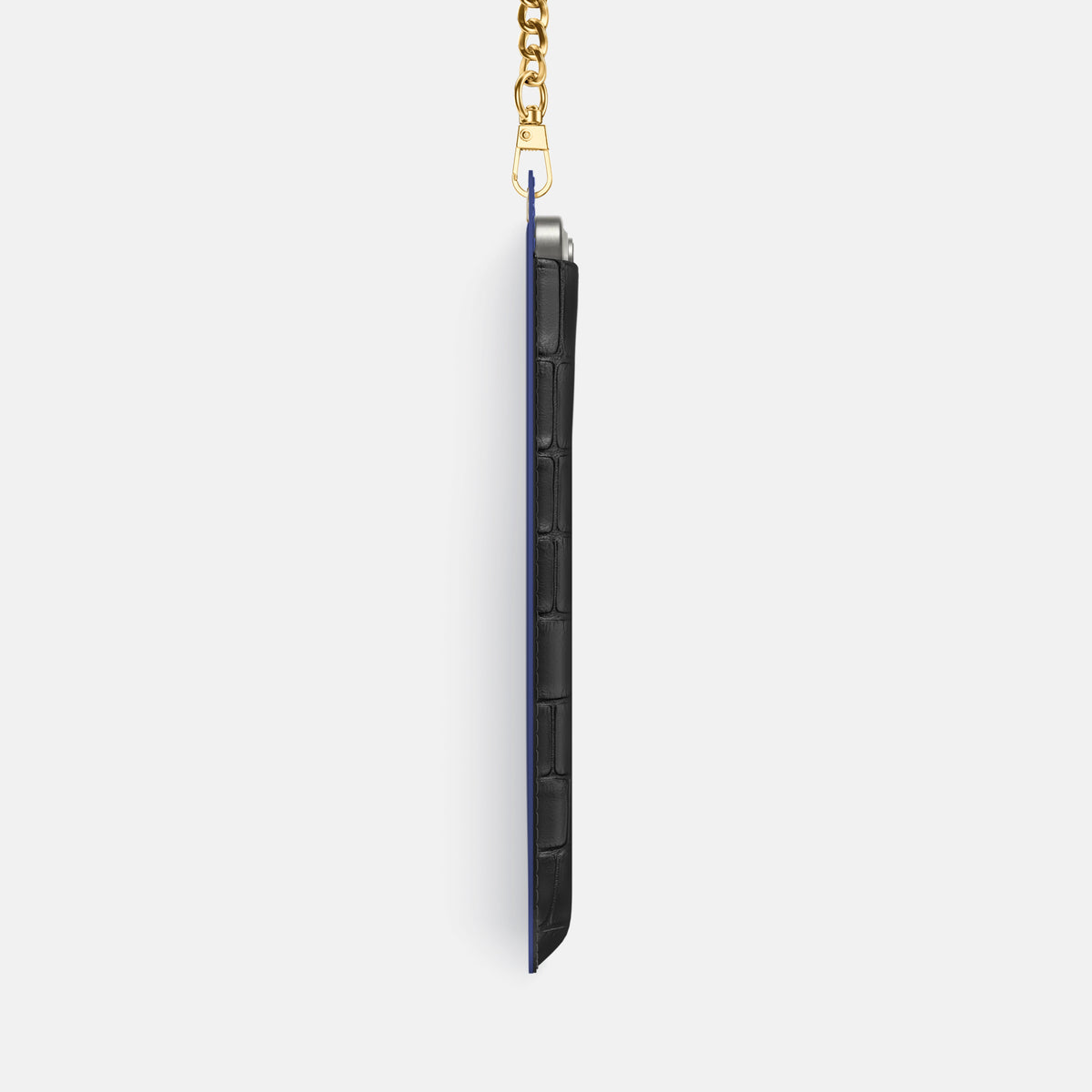 Grey iPhone 16 Pro Max Crossbody Bag Alligator with Gold Metal -4 | Grey-Gold